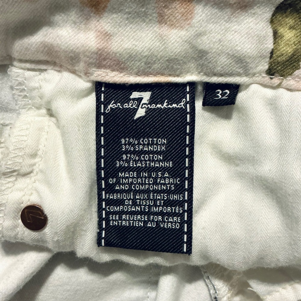 7 For All Mankind Women's Size 32 Floral Print Jeans‎ Straight Leg High Rise - Picture 4 of 12